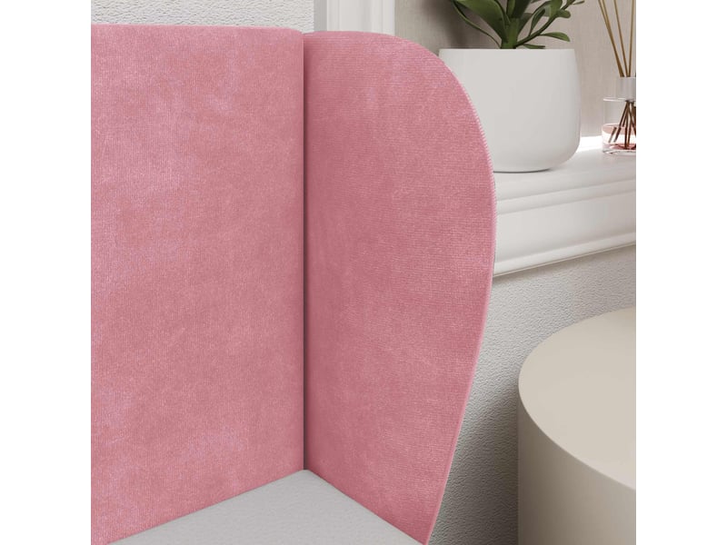 Oreille de tête de lit | coussin de tête de lit rose 40 x 23 x 6 cm velours - Conforama E