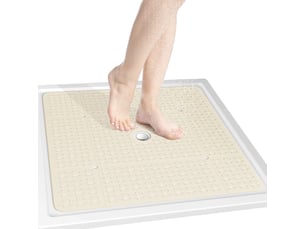 Tapis de douche en tpe à ventouses - 27 x 27 pouces - beige
