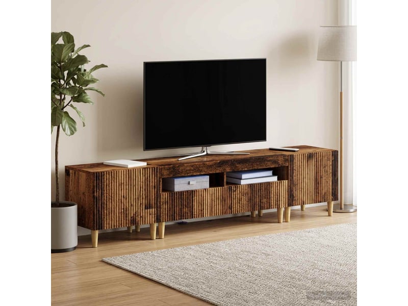  Ensemble de 3 meubles tv - banc tv - meuble de rangement led arnhem 3 pcs bois ancien  - Conforama C