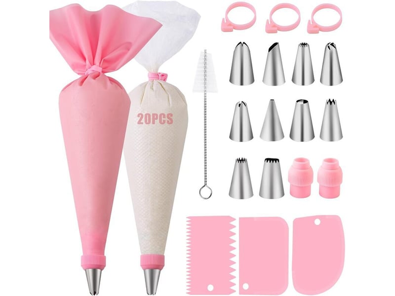  Ensemble de poches à douille, douilles à pâtisserie, accessoires de pâtisserie (rose,40 pièces)  - Conforama A