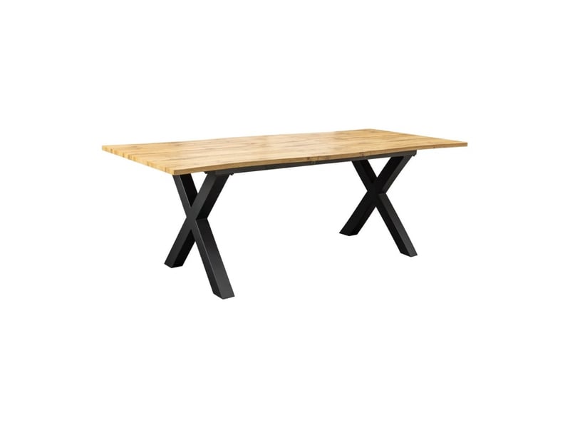  Table de salle à manger rivet – extensible 160 à 200 cm – mdf et métal noir – style industriel  - Conforama A