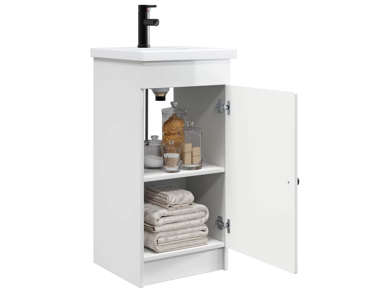  Meuble de salle de bain avec évier blanc brillant shl8203  - Conforama C