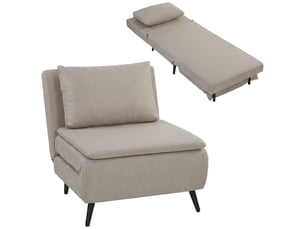 Fauteuil convertible 1 place clic-clac en tissu marron clair 75x88x78 cm