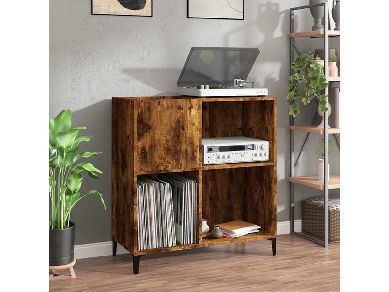 Armoire à disques, armoire de rangement chêne fumé 84,5x38x89 cm bois d'ingénierie shl1750  - Conforama B