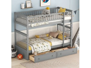 Lit avec rangement 90x200 cm MEUBLIV   coloris gris