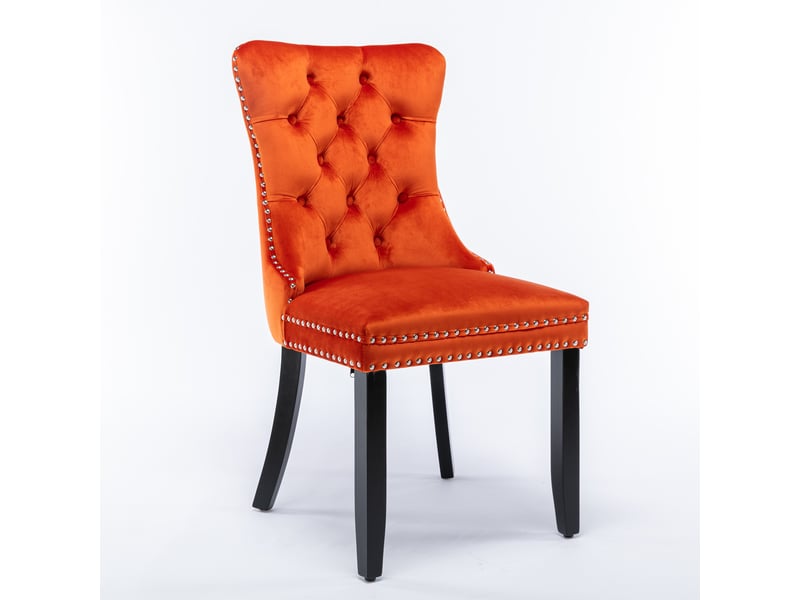  Lot de 2 chaises de salle à manger en velours orange DE2001OG - Conforama B