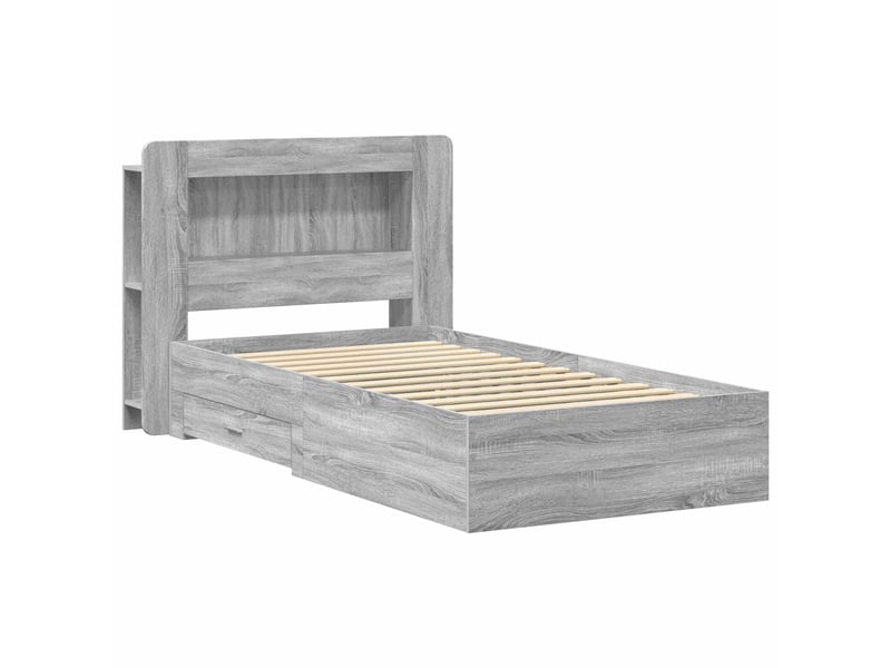 Lit simple- lit adulte - cadre de lit avec rangement sonoma gris 80 x 200 cm - Conforama B