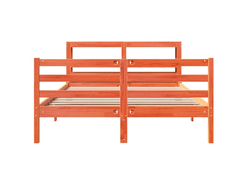  Lit double- lit adulte -  cadre de lit sans matelas  marron 150x200cm bois pin massif  - Conforama C