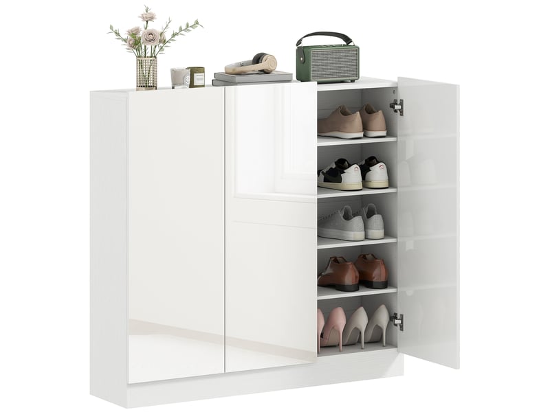  Meuble à chaussures à 5 niveaux pour 30 paires de chaussures, étagères réglables, pour entrée, couloir, blanc  - Conforama A