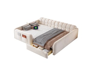 Lit 2 places 140x200 cm <strong></strong>  <strong>CozyNest</strong> coloris beige