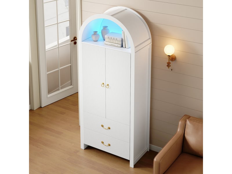  Armoire — blanc — 76 × 38 × 180 cm — 2 portes et 2 tiroirs  - Conforama D