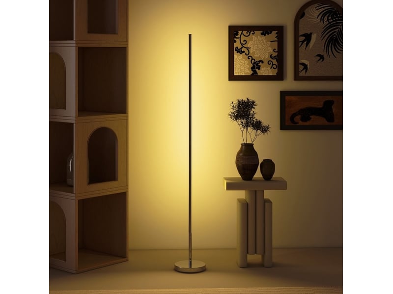  Lampadaire led 150 cm argenté en aluminium, intensité et température réglable  - Conforama B