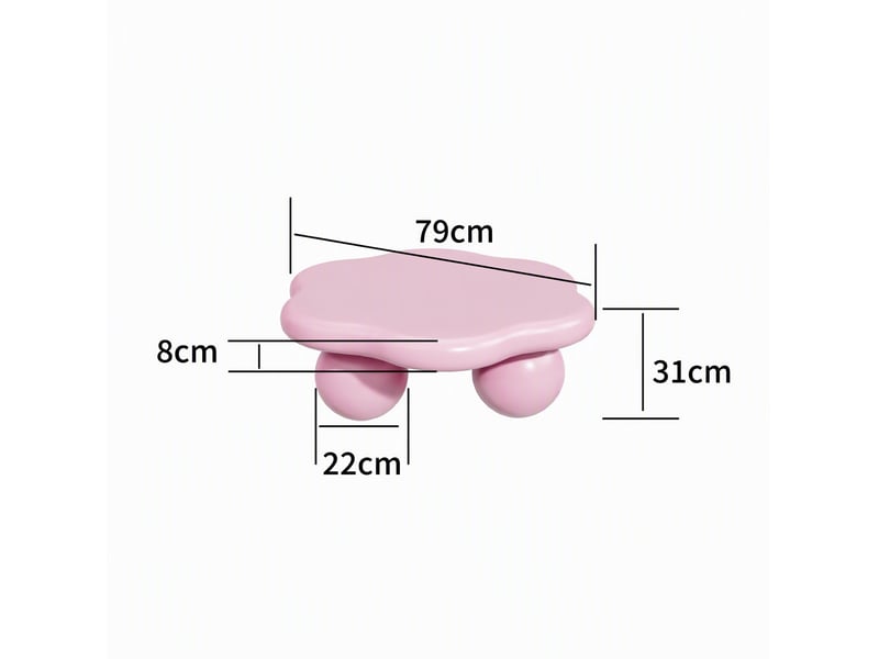 Table basse nuage 79x79x31 cm en mdf et métal rose - Conforama C