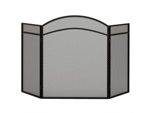 Pare-feu pliable en trois parties, motif chevron, 96 cm (l) x 1 cm (p) x 60 cm (h), métal noir