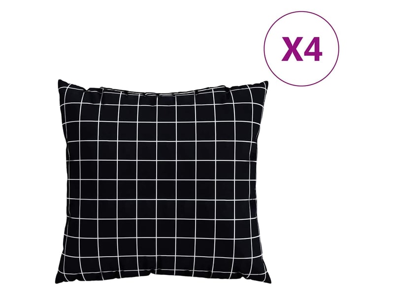 Lot de 4 coussins éparpillés tissu en polyester carreaux noirs cf60897 - Conforama C