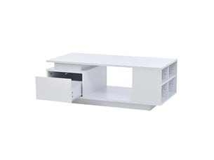 Table basse avec 1 tiroir, 4 niches et espace ouvert, led, finition brillante pour salon, en panneaux, 100×50×36 cm - uvrion
