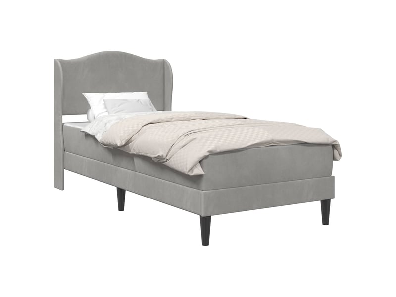  Lit simple- lit adulte -  cadre de lit avec tête de lit gris clair 80 x 200 cm velours  - Conforama A