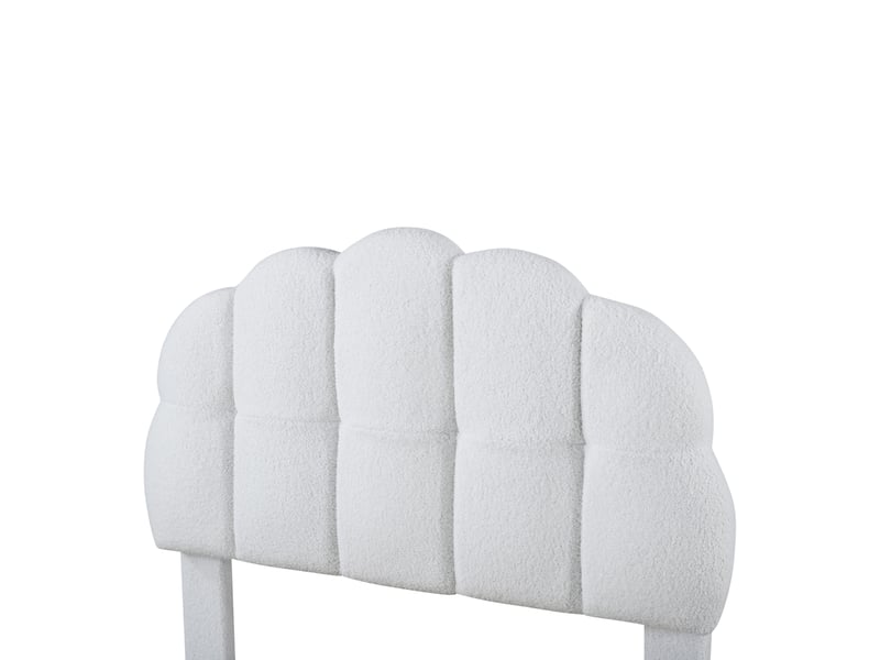  Feeohome lit enfant fille 90 x 200 cm, lit simple rembourré avec sommier à lattes, lit de princesse avec tête de lit à pétales, tissu de velours, sans matelas (beige)  - Conforama B