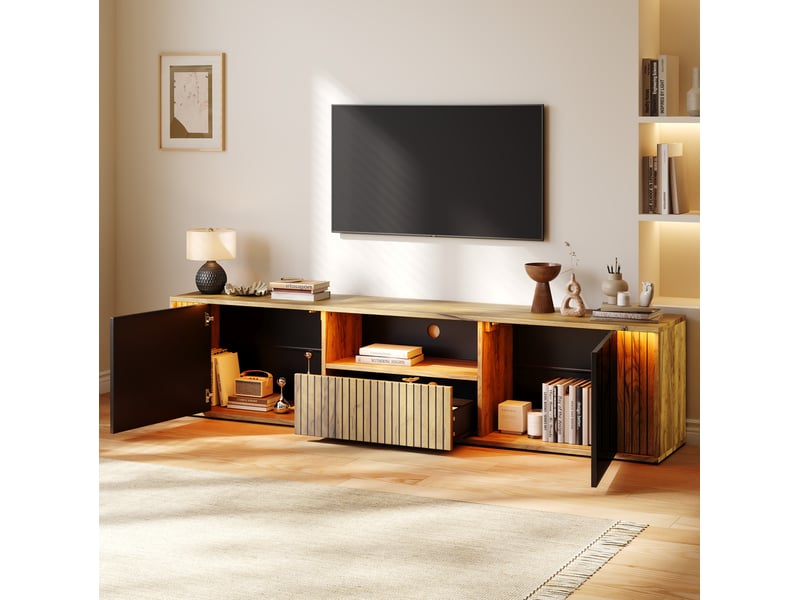  Meuble tv led 180 cm avec rangement, jusqu'à 75 pouces evryae  - Conforama D