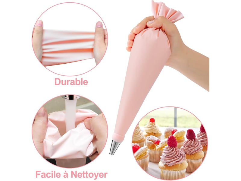  Ensemble de poches à douille, douilles à pâtisserie, accessoires de pâtisserie (rose, 40 pièces) - réf. Szpb827588jjzj  - Conforama C