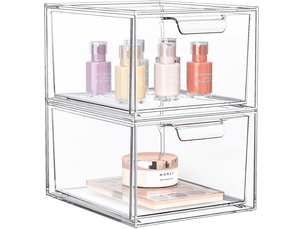 Boîtes maquillage empilables corganisateurs tiroirs – transparent, poignées – coiffeusearmoirescuisine.