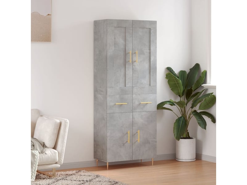 Buffet haut, buffet de rangement gris béton 69,5x34x180 cm bois d'ingénierie shl42823  - Conforama B