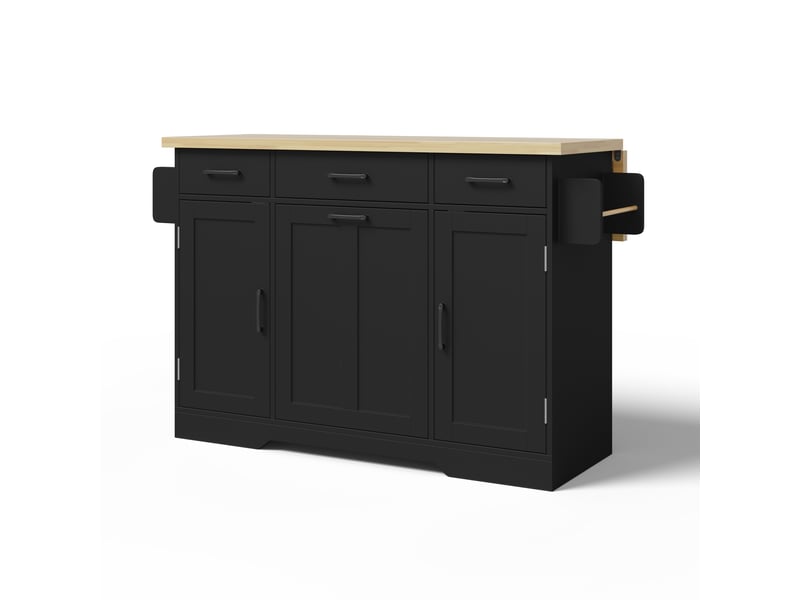  Îlot de cuisine mobile avec plan de travail pliable mdf noir 120 x 45(70) x 87 cm  - Conforama B