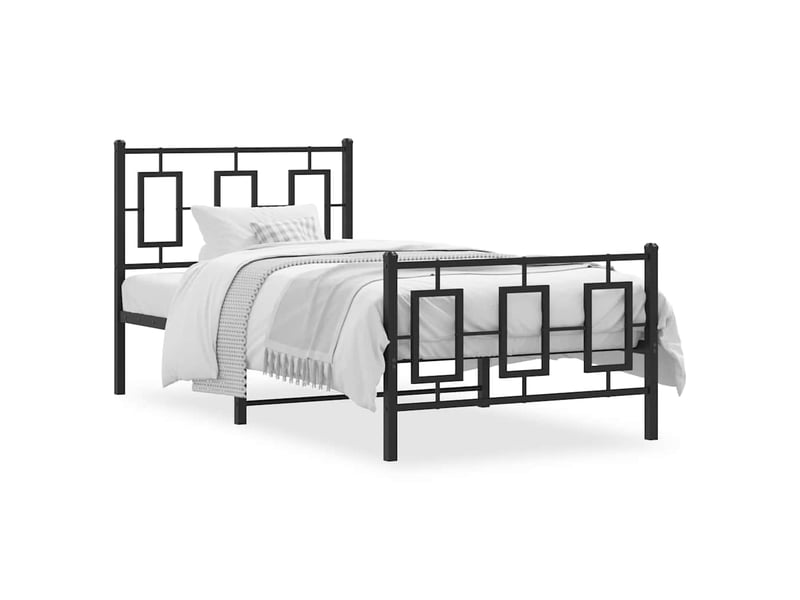  Lit simple- lit adulte -  cadre de lit métal sans matelas avec pied de lit noir 90x200 cm  - Conforama A