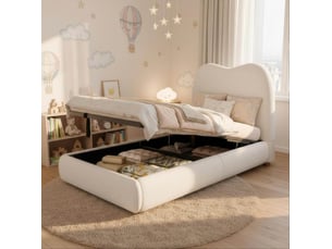 Lit avec rangement 90x200 cm MEUBLIV coloris beige