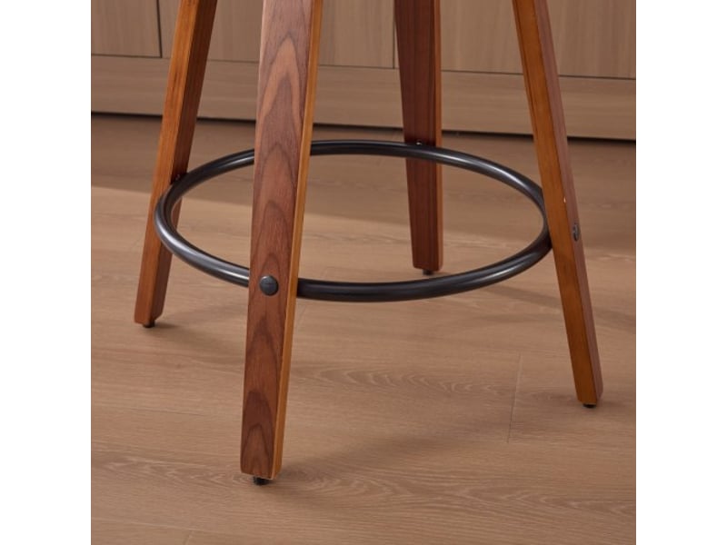 Tabourets de bar pivotants 26 po – ensemble de 3, noyer, dossier cannage rotin, siège vert lin pour îlot de cuisine - Conforama D
