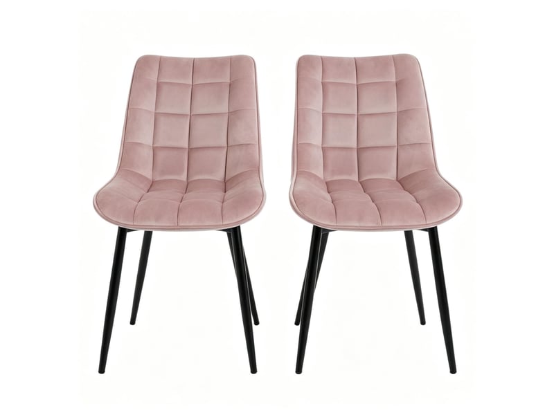  Lot de 2 chaises de salle à manger en velours rose, pieds en métal T5828P577065 - Conforama A