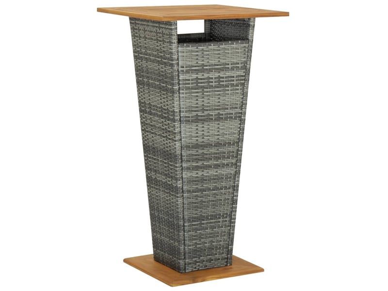 Vidaxl table de bar gris 60x60x110 cm résine tressée et bois d'acacia - Conforama D
