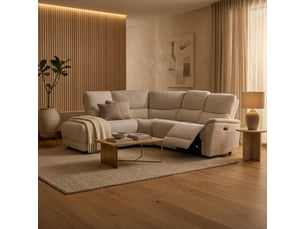 Canapé d'angle relax électrique en tissu blanc écru - angle gauche