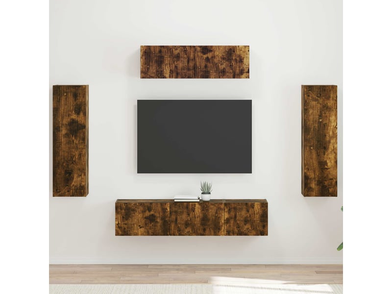  Meuble tv - banc tv - meuble de rangement 5 pcs chêne fumé  - Conforama B