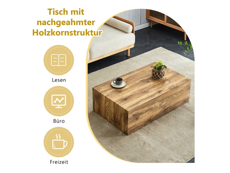  Table basse rectangulaire en mdf effet bois pour salon 90×50×30 cm finition bois  - Conforama C