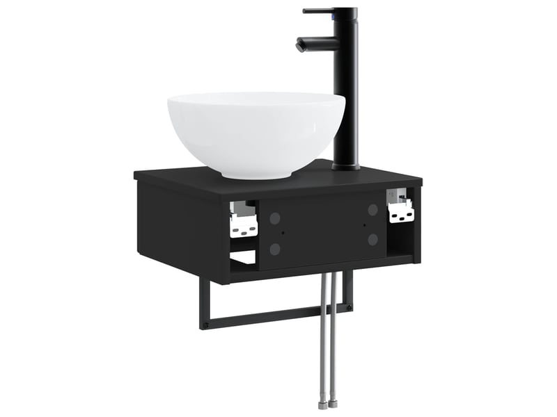 Basin de lavage mural, lavabo noir 40x35x39 cm bois d'ingénierie - Conforama E