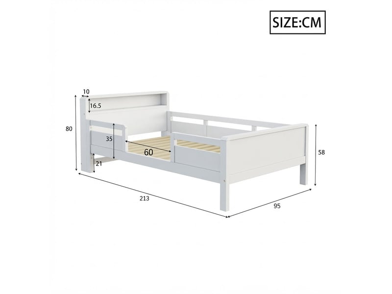  Lit jeune, 90x200 cm, éclairage led, ports de charge, blanc, poids 16,85 kg LD000342AAK-conf-NEW - Conforama E