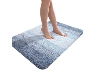 Tapis de bain en microfibre antidérapant - 24 x 36 pouces - bleu