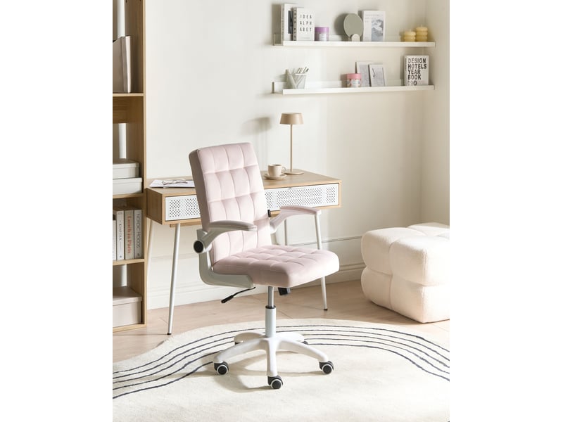 Chaise de bureau dandy velours rose pastel - Conforama B