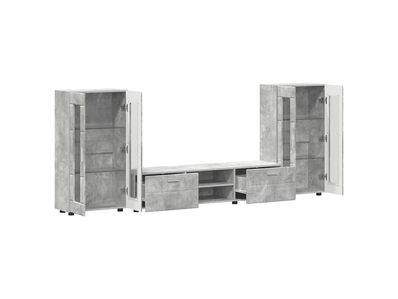  Ensemble meuble tv - banc tv - meuble de rangement florin 3 pcs gris béton bois d'ingénierie  - Conforama E