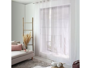 Voilages fenêtres, à œillets, blanc et vieux rose, 140x240cm, lot de 2, plumetis, collection lolita, cmadeco - blanc