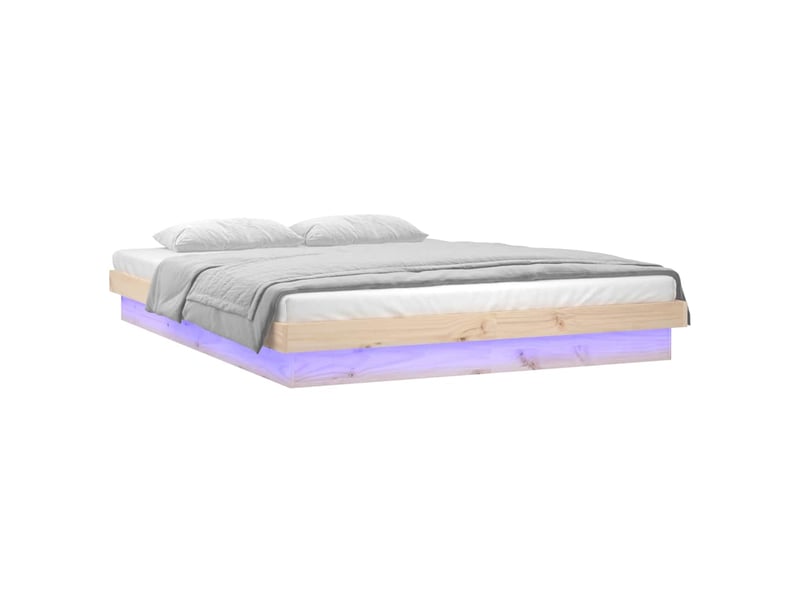  Lit double- lit adulte -  cadre de lit à led sans matelas bois massif  - Conforama C