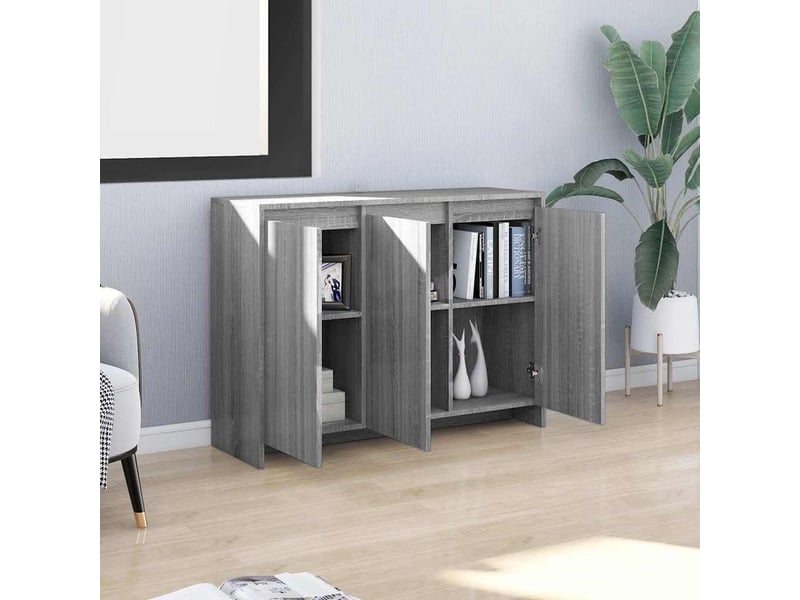 Buffet - bahut - meuble de rangement sonoma gris 102x33x75 cm bois d'ingénierie  - Conforama C