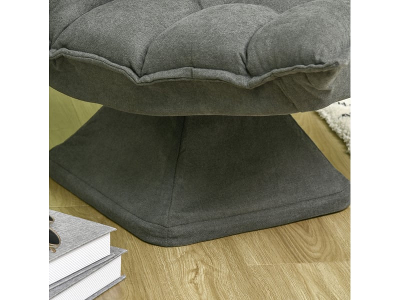  Fauteuil de sol modenvie pivotant avec dossier réglable, microfibre grise, 62 x 70 x 95 cm  - Conforama D