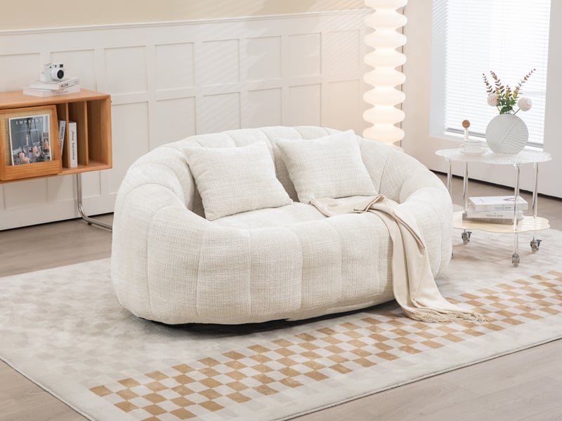 Canapé droit, 145 x 95 x 63 cm, fauteuil de détente moelleux à poser au sol, chenille, beige - Conforama B
