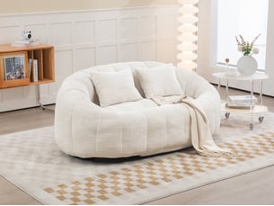 Canapé droit, 145 x 95 x 63 cm, fauteuil de détente moelleux à poser au sol, chenille, beige