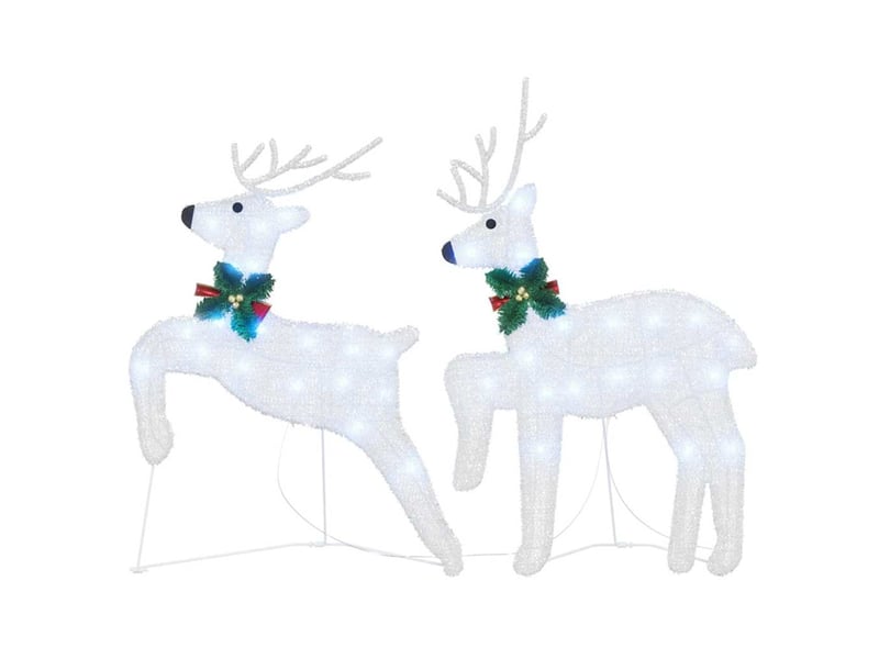  Lot de 2 rennes led, éclairage de noël, décoration de noël blanc froid 45 x 19 x 65 cm tissu cf62077  - Conforama D