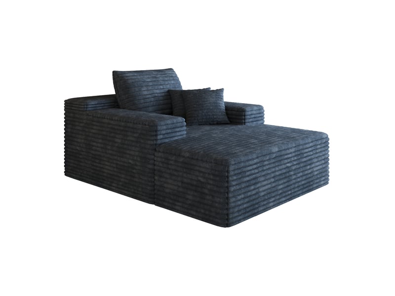  Canapé méridienne modenvie modulable 1 place 115 x 159 x 60 cm en velours côtelé bleu avec mousse haute élasticité  - Conforama A
