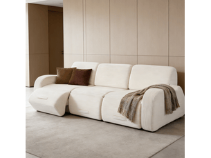 Canapé modulable 247x115x76 cm convertible velours côtelé beige