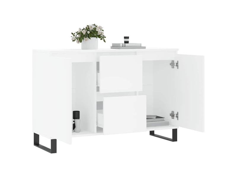  Buffet - bahut - meuble de rangement blanc 101,5x35x70 cm bois d'ingénierie  - Conforama D